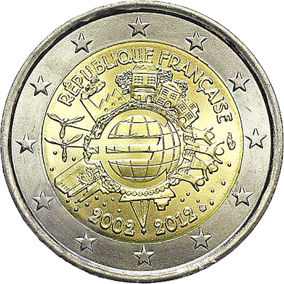 10º Aniversário das Moedas e Notas de Euro - França 2012 (Normal)