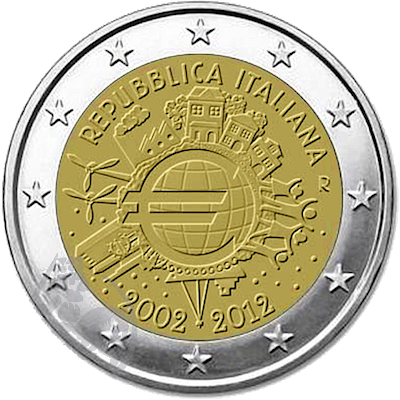 10 Aniversrio das Moedas e Notas de Euro - Itlia 2012 (Normal)