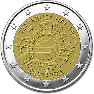 10º Aniversário das Moedas e Notas de Euro - Itália 2012 (Normal)