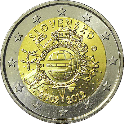 10º Aniversário das Moedas e Notas de Euro - Eslováquia 2012 (Normal)